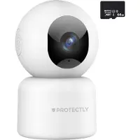 Protectly Beveiligingscamera Binnen - 2K - 3MP - WiFi 2.4/5GHz - 64GB SD - Wit