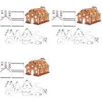 Jojomino 54Pcs 3D Gingerbread House Stainless Steel Christmas Scenario Cookie Cutters Set Biscuit Mold Fondant Cutter Baking Tool