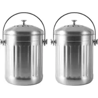 Jojomino 2X Compost Bin, Peel Bucket with Handle and 4 Charcoal Filters, 5 Liters, Easy to Clean