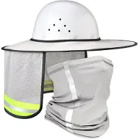 Jehiatek 2 stuks zonnehoed met nekbescherming, hoge zichtbaarheid, volledige rand, gaas en gaiter, bandana, gezichtssjaal B