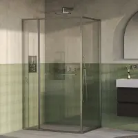Brauer luminis douchecabine 3-delig naar binnen draaiend 120x90x200 omkeerbaar helder glas incl. Glascoating pvd rvs-kleurig geborsteld