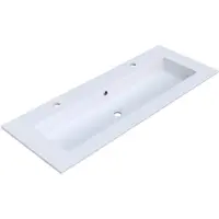 Arcqua Wastafel mira enkel 2 kraangaten 121x46x1.5 cm mat wit