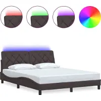 vidaXL Bedframe met LED zonder matras 160x200 cm stof donkerbruin
