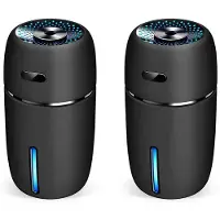 Jojomino 2X USB Auto Luchtbevochtiger 200Ml Draagbare Luchtbevochtiger met 7 Kleuren LED Nachtlampje Rustig Verstelbare Mist Modi voor Reizen B