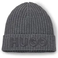 HUGO Beanie van scheerwol met logostiksel