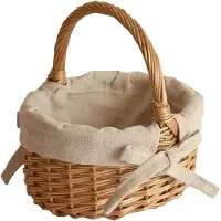 OEM Kleine rieten boodschappenmand voor 1 persoon. Handgemaakt picknickset voor kamperen en outdoorfeesten