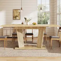 STILVORA Uitschuifbare Eettafel - Modern Rechthoekig Design Met Verstelbare Voetjes - Voor Woonkamer En Keuken - MDF - Natuurlijk Lichtbruin - 120 160 x 80 x 76 Cm
