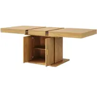 STILVORA Eettafel - Uitschuifbaar Met Opbergkast En Geribbelde Deuren - Voor Eetkamer En Open Keuken - MDF Metaal - 140-180x90x75,2 Cm - Hout
