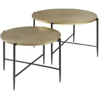 Pronto Wonen Salontafelset Pilunio 64 en 84 cm rond vergrijsd goud - 4 Poten - Goud -