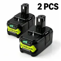 AjieQaQ 2× Ryobi 18V vervangende accu 6,0 Ah Li-Ion, compatibel met ONE+ P107 P108 RB18L50, LED-indicator