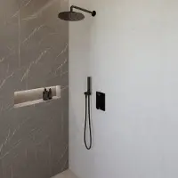 Wiesbaden caral inbouw regendouche compleet met staafhanddouche mat zwart