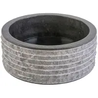 Bewonen Aloni Marmeren Alur Waskom Met Gepolijste Binnenzijde 40 X 15cm - Zwart - Rond - Wastafels, Opzetwastafels