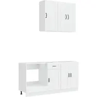 vidaXL Keukenelement PORTO, 5 stuks, hoogglanzend wit, houtvezel