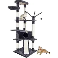 Famanu kattenboom, 167 cm hoog, geschikt voor grote katten - met activiteitenplatforms, pompons en krabpalen