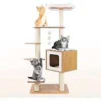 Famanu Kratzbaum Modern - Beige/Bruin, 58 x 48 x 138 cm