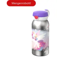 Mepal RVS drinkfles met flipdop Campus - 600 ml - Waterfles RVS - Lekdicht - Hygiënische deksel - Unicorn Glow