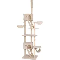 Famanu Kraboom XXL - Sisal en pluche - 230-250 cm - Kraboom met pluchen ballen en belletjes - Met holletjes, tunnels en ligplaatsen - Beige
