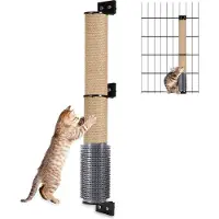 Famanu Wandmontage Kraboom - 81 cm, natuurlijke sisal - Kattenborstel voor massage - Verwijdert losse haren