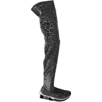 Dolce&Gabbana Vrouwen Grijs Luipaard Hoge Top Sneakers Booties Schoenen