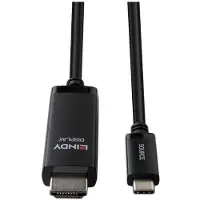 Lindy 43435 video kabel adapter 3 m USB Type-C HDMI Zwart