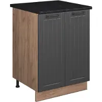 Vicco Wastafelkast Fame-Line, Donkergrijs/Goudkleurig Eiken, 60 cm