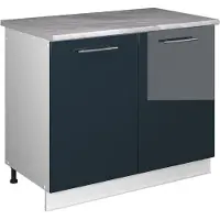 Vicco Wastafelkast Fame-Line, Donkerblauw hoogglans/Wit, 100 cm, WB Marmer