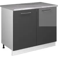 Vicco Wastafelkast Fame-Line, Antraciet Hoogglans/Wit, 100 cm, WB Marmer