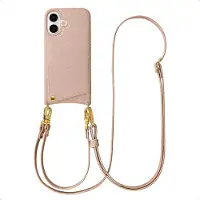 Selencia Nova Telefoonhoes met Koord en Pashouder voor de Apple iPhone 16 - Dusty Rose