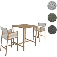 Mendler Bartafelset + 2 barkrukken HWC-Q12, bartafel, polyrotan van olefin (210 g/m²) wit