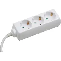 Meister stekkerdoos met 3 stopcontacten, 3 meter kabel, wit, IP20, voor gebruik binnenshuis