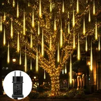 Rosikey 4M Meteorregen lichtketting, 288 LED's, kerstdecoratie, ijspegels lichtketting, geschikt voor winter, Halloween, dakgoot, raam, tuin, balkon, decoratie, warm wit