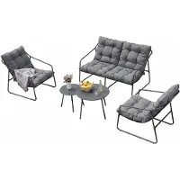 En.casa Tuinmeubelset Kivanta 5-delig donkergrijs []