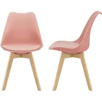 En.casa Eetkamerstoel Dubrovnik set van 2 kunstleer en beuken roze
