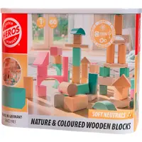 Heros Houten Blokken in Zachte Kleuren – Blokken – 60 Bouwblokken – Grote Set – FSC Hout – Gemaakt in Duitsland – Creatief Bouwen – Vanaf 1 Jaar