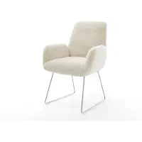 DELIFE Eetkamerstoel Zoa-Flex pluchen crème-wit slipframe roestvrij staal pocketveer kern