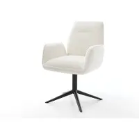 DELIFE Draaistoel Zoa-Flex bouclé zacht beige kruispoot zwart 360° draaibaar rocker-functie pocketveer kern