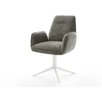 DELIFE Draaistoel Zoa-Flex bouclé zacht mud kruispoot wit 360° draaibaar rocker-functie pocketveer kern