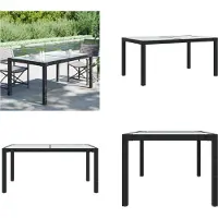 vidaXL Tuintafel 150x90x75 cm, gehard glas, polyrotan, zwart - Tuintafel - Tuintafels - Tafel - Tafels