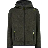 CMP - Boy's Jacket Fix Hood Jacquard Knitted - Fleecevest 128, olijfgroen
