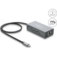 DeLOCK USB Type-C Network Adapter Gigabit LAN 1 x RJ45 PoE with USB Power Delivery