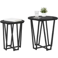 vidaXL Bijzettafelset 2 st Zwart Eiken 50 x 50 x 50,5 cm