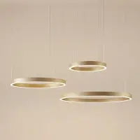 Quitani Hanglamp Aureon, dimbaar, messing / goud, Woon-/ Eetkamer, Aluminium, Modern