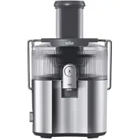 Braun SJ 7000, Centrifugaal sapcentrifuge, Grijs, Roestvrij staal, 2 liter, 2,5 liter, 7,5 cm, Draaibaar