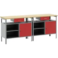 vidaXL Werkbankset 2 st Rood Gepoedercoat staal