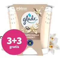 Glade 3+3 gratis: Vegan Geurkaars Romantic Vanilla Blossom 100% Raapzaadwax 112 gr