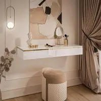 Lookway Hangende make-up tafel AURORA, wit, hoogglans