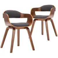 vidaXL Eetkamerstoelen 2 st stof en gebogen hout donkergrijs