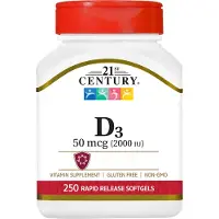 21st Century Vitamine D3 50 mcg 250 softgels (250 Softgels)