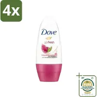 Dove - Deodorant - Roll-on Go Fresh Granaatappel - Frisse geur - 50 ml - Voordeelverpakking - 4 stuks - Roll-on deodorant - Anti-transpirant