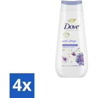 Dove 4 x – Douchecrème – Anti-Stress – 225 ml - Douchecrème Anti-stress - Ontspannende Douchecrème - Droge Huid Verzorgen - Hydratatie - Blauwe Kamille
